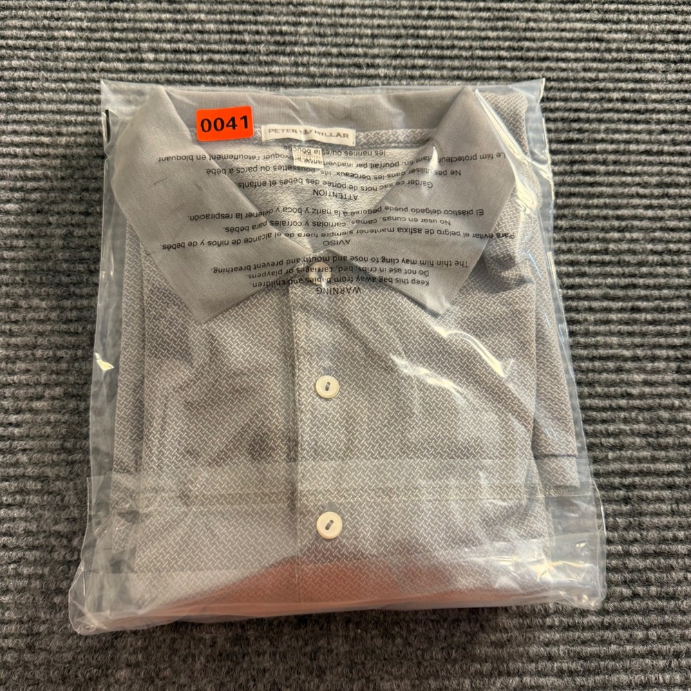 Peter Millar Mens XL Grey Geometric Micro Pattern Short Sleeve Polo Shirt Golf - Picture 7 of 7